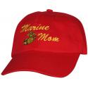 Marine Mom with Eagle Globe and Anchor Direct Embroidered Red Ball Cap