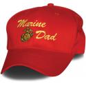 Marine Dad with Eagle Globe and Anchor Direct Embroidered Red Ball Cap