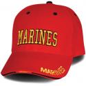 MARINES 3D Multi Position Direct Embroidered Sandwich Bill with Woven Label Red 