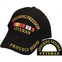 Operation Enduring Freedom Veteran with Ribbon  Black Ball Cap  (Brass Buckle Ba