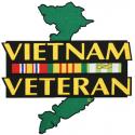Vietnam Veteran with Ribbon and Green Map Large Die Cut Patch 