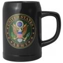 US ARMY CREST 20OZ BLACK STEIN STONEWARE TANKARD