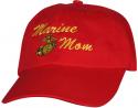 Marine Mom with Eagle Globe and Anchor Direct Embroidered Red Ball Cap