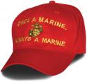 Once A Marine Always A Marine Eagle Globe and Anchor Direct Embroidered Red Ball