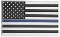 AMERICAN FLAG THIN BLUE LINE METAL CHROME PLATED EMBLEM