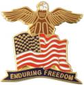 Enduring Freedom with USA Flag and Eagle Lapel Pin 