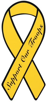 Support Our Troops Yellow Script Ribbon Magnet | North Bay Listings