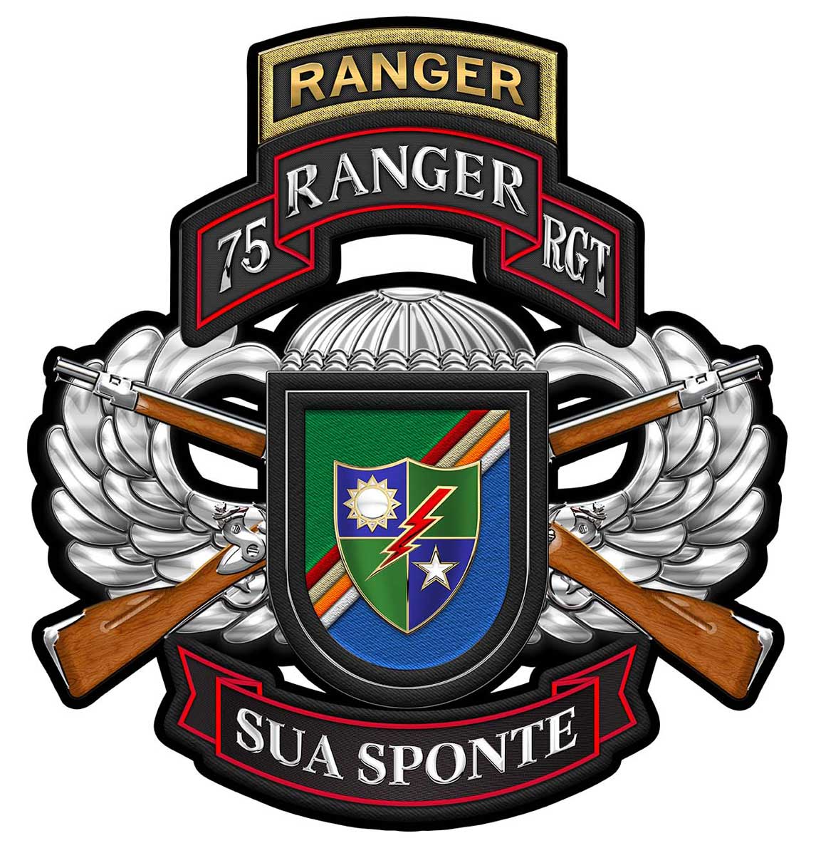 75th Ranger Rgt. Combo Metal Sign- All Metal Sign 16 x 17"