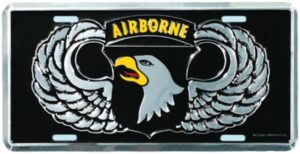 101st Airborne Division Combat Service Identification Badge with Wings Embossed Metal License Plate