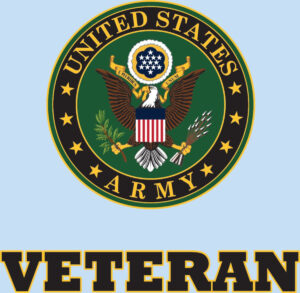 Mylar Decal - Veteran with United States Army Crest 3.75 x3.5