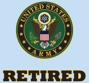 Mylar Decal - Retired with United States Army Crest 4.25 x4.25
