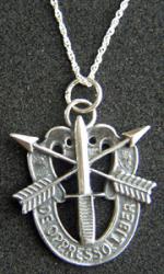 US Army Special Forces Sterling Silver Necklace