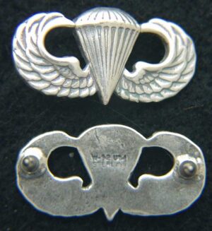 Basic Paratrooper Mess Dress Badge Sterling Oxidized