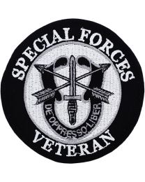 Special Forces Veteran Round Black Patch (3-1/16")