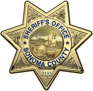 Sonoma County, California Sheriff's Department Badge - All Metal Sign With Your Number or Name. 16" x 16"