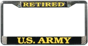 Retired U.S. Army Chrome License Plate Frame
