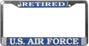 Retired U.S. Air Force Chrome License Plate Frame