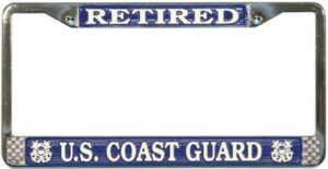 Retired U.S. Coast Guard Chrome License Plate Frame