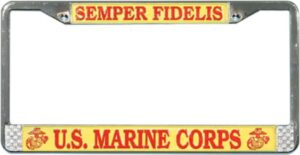 Semper Fidelis U.S. Marine Corps Chrome License Plate Frame