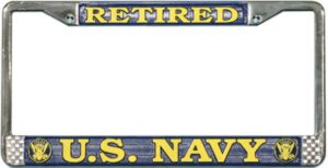 Retired U.S. Navy Chrome License Plate Frame