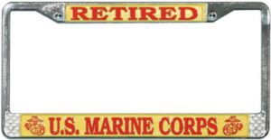 Retired U.S. Marine Corps Chrome License Plate Frame
