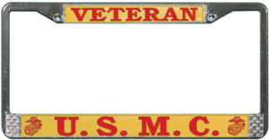 Veteran U.S.M.C. Chrome License Plate Frame