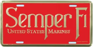 Semper FI United States Marine Embossed Metal License Plate