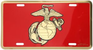 Eagle Globe and Anchor Embossed Metal License Plate