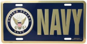 Navy with United States Navy Crest Embossed Metal License Plate