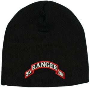 2nd Ranger Battalion Logo on Black Skull Cap