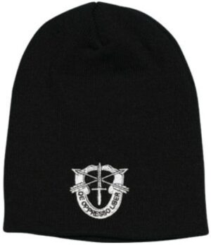 Special Forces Logo on Black Skull Cap