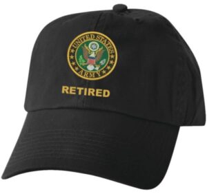 U.S. Army Crest RETIRED on Black Ballcap