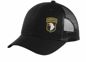 101st Airborne on Black/Black with Full Color Thread Ball Cap