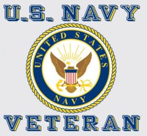 Mylar Decal - Veteran with United States Navy Crest 3.75 x3.5